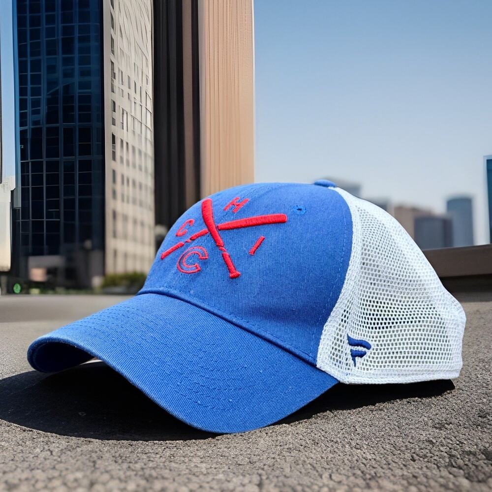 Chicago Cubs Fanatics Iconic Cross Bat Trucker Snapback Hat